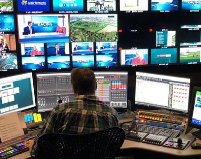 Control room of Sky Sports Racing TV channel